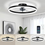 ventilateur led noir blanc moderne télécommande variateur intensité lumineuse minimaliste