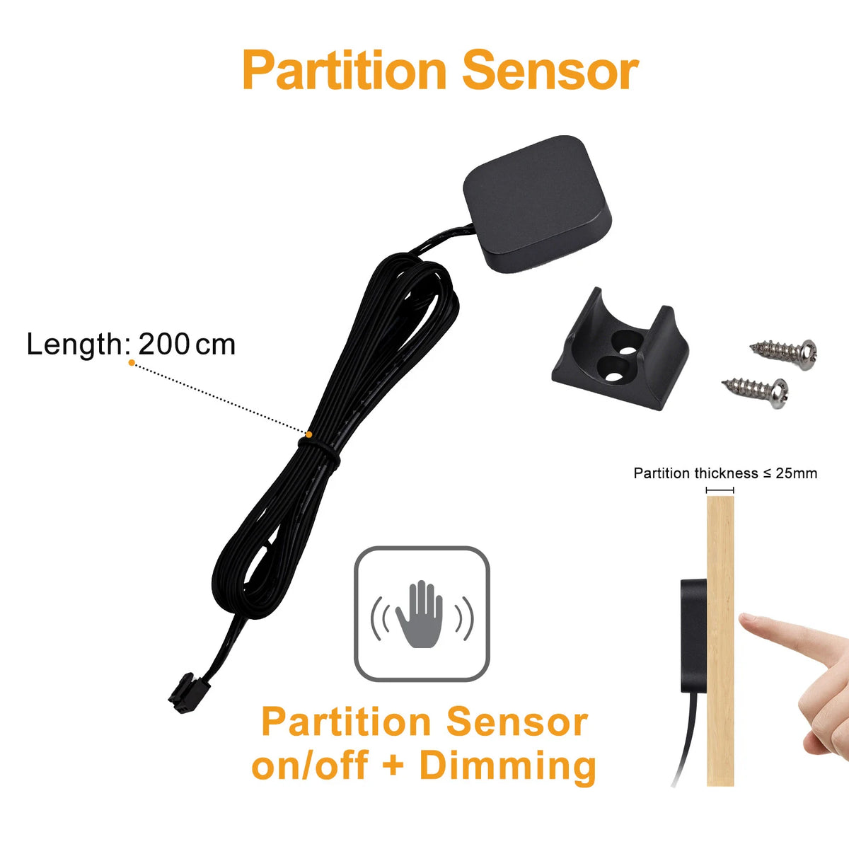 capteurs mouvement lumière noir adhésifs modernes sensor pir touch main partition double porte