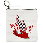 pochette unisexe toile zigzag blanc noir moderne graphique fermeture éclair blanc rouge gris tube