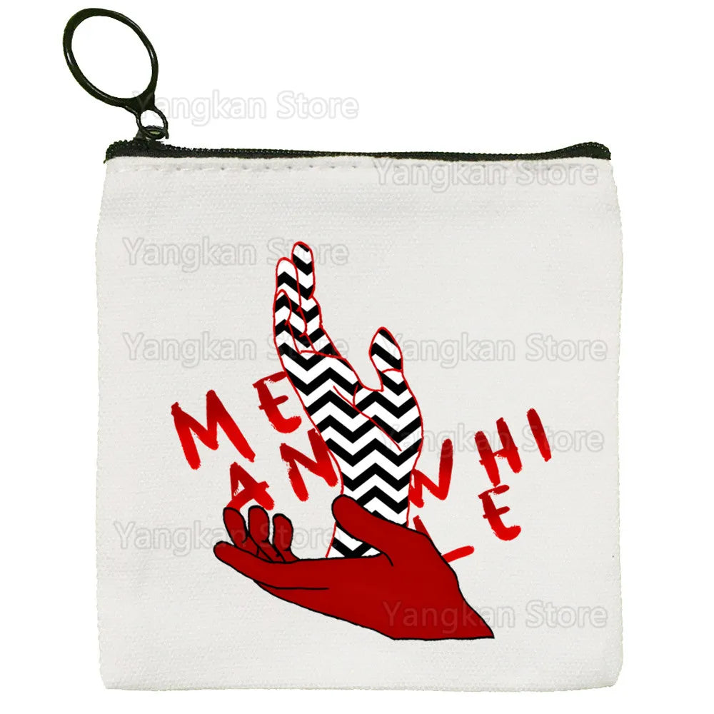 pochette unisexe toile zigzag blanc noir moderne graphique fermeture éclair blanc rouge gris tube