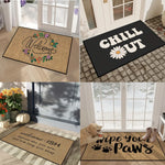 tapis d'entrée moderne fleurs colorées welcome chill out antidérapant résistant décoloration polyester
