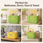 panier rangement douche bain organisation drain large capacité shampoing cosmétiques moderne vert jaune transparentTrou