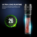 lampe poche rechargeable led noire 30w intense stroboscope auto défense texturée moderne