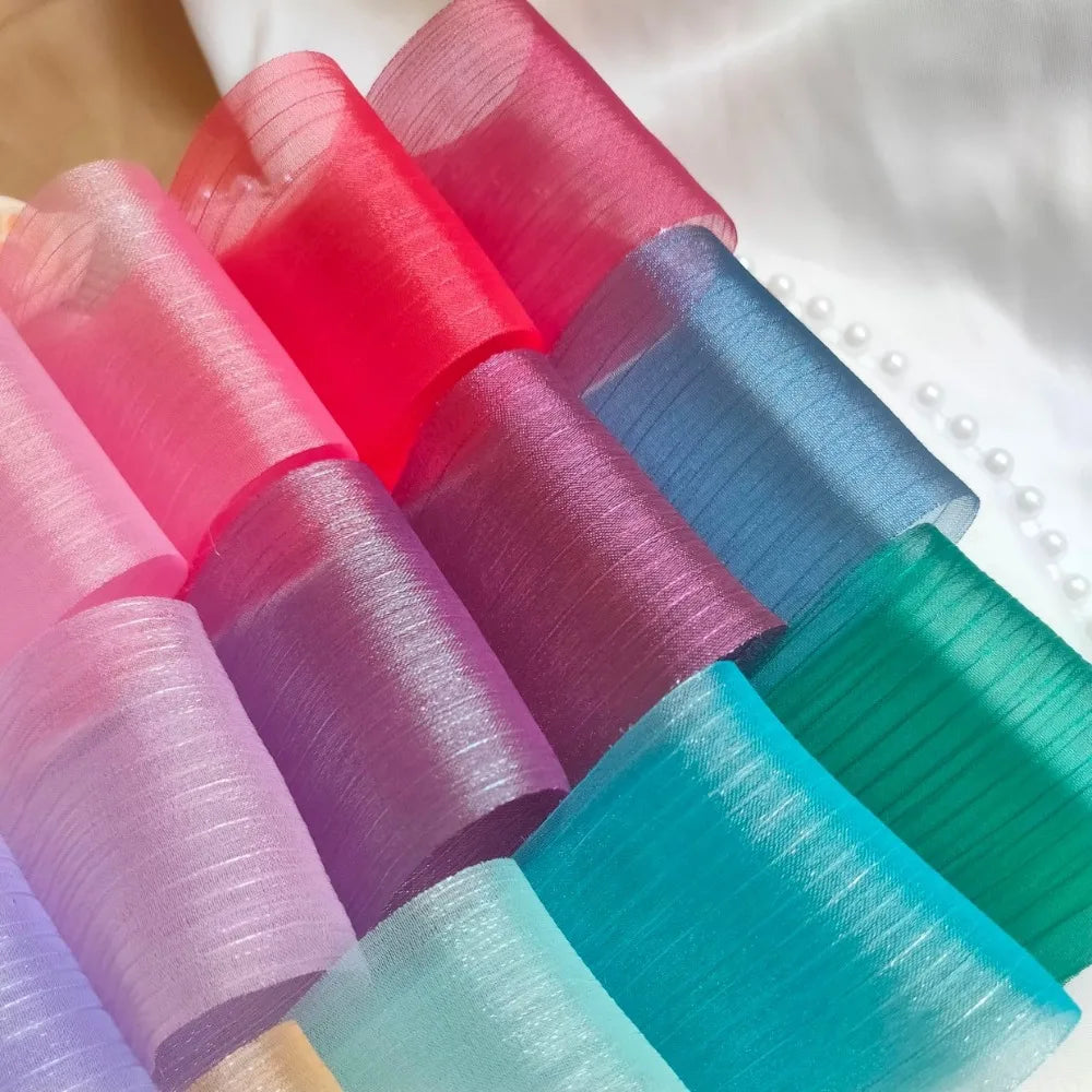 ruban tulle bleu rose gris rouge élégant décoratif 5m large 6cm clips