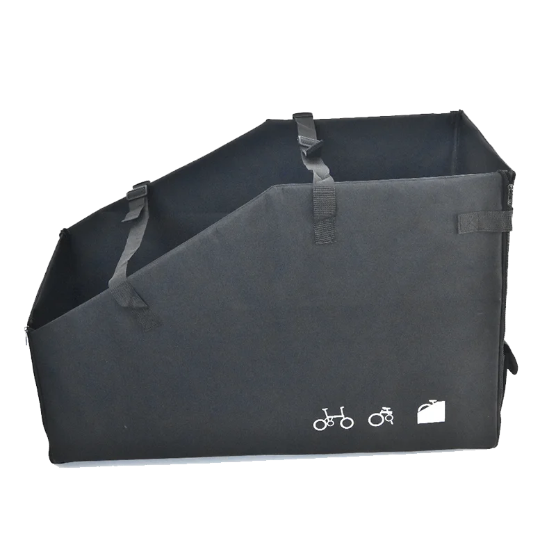 boîte rangement vélo pliant noir tissu uni pratique poignées fermeture glissière durable nylon