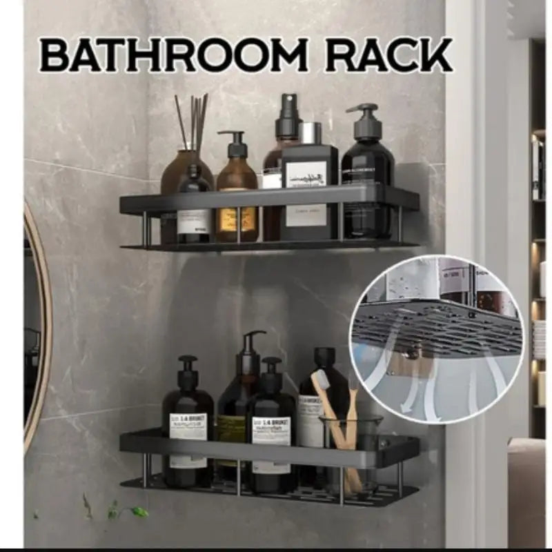 étagère salle bain adhésive noire moderne support rangement triangle porte savon panier douche étanche