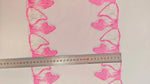 dentelle rose vif blanc orange motifs coeurs feuilles semi transparent