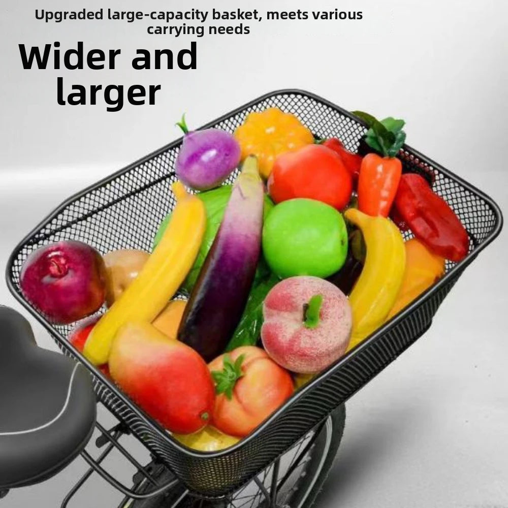 panier rangement vélo noir maille métallique acier utilitaire vis fixations fruits légumes small large