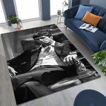 tapis salon décoratif portrait cinéma noir blanc moderne grand tapis sol maison intérieur