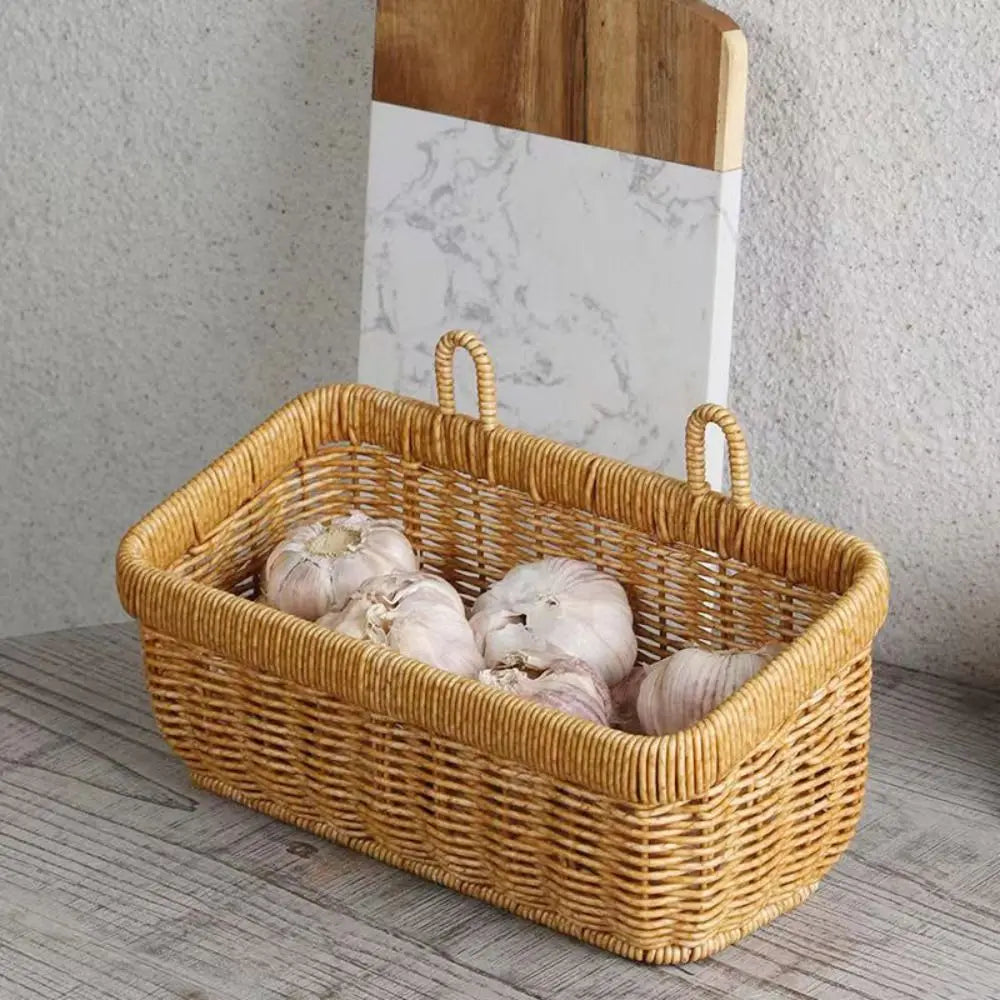 paniers tressés rustiques marron clair fixation crochets rangement objets diversintérieurversible