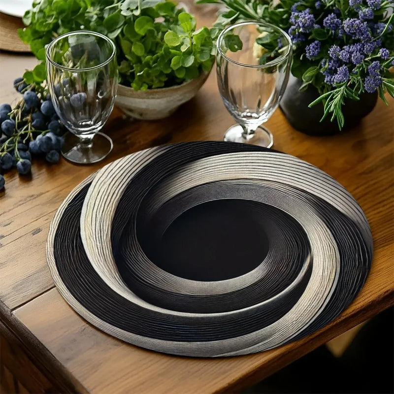 placemat noir blanc rayures concentriques résistants l'eau moderne cuisine table salon