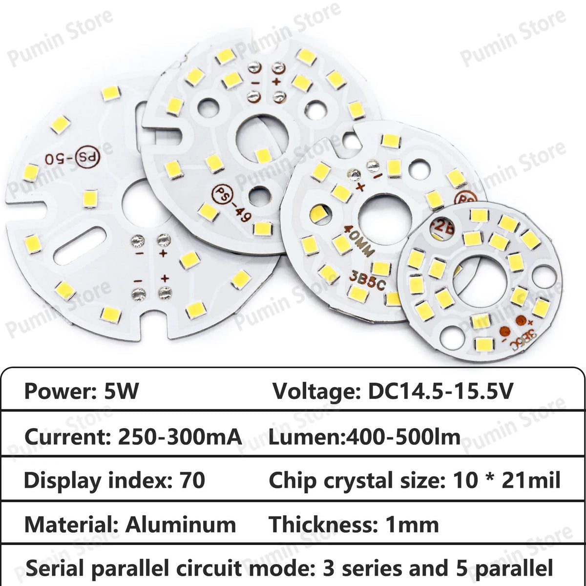 plaque led circulaire blanc 5w 560lm 32mm 40mm 48mm opacité grille led