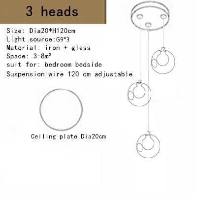 suspension lumineuse moderne verre transparent sphères simples éclairage led contemporain fixations invisibles