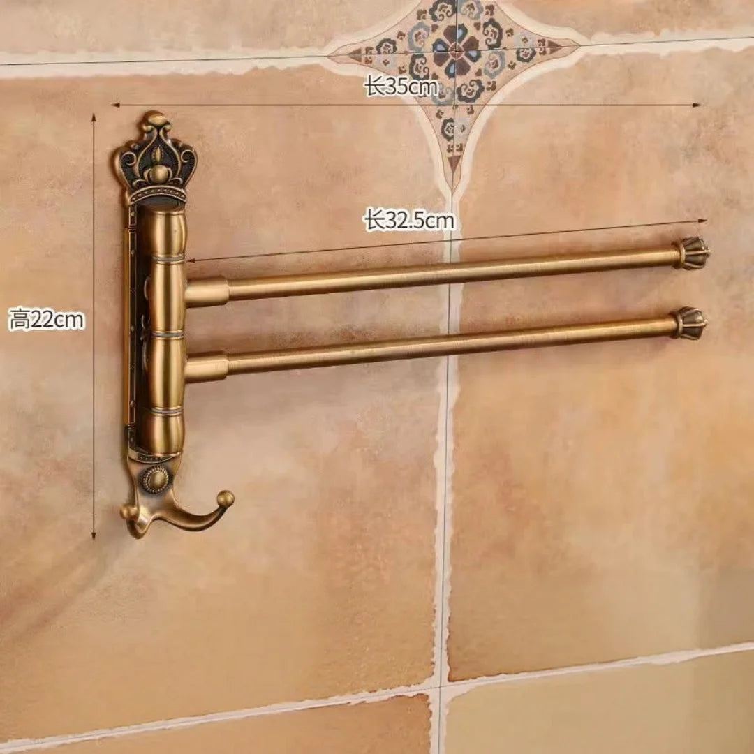 porte serviettes pivotant bronze antique ornements dorés classique vintage mural serviettes fixations visibles