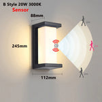 lumière murale led moderne noir ip65 sensor motion autoinstallation extérieure hydrofuge 3000k