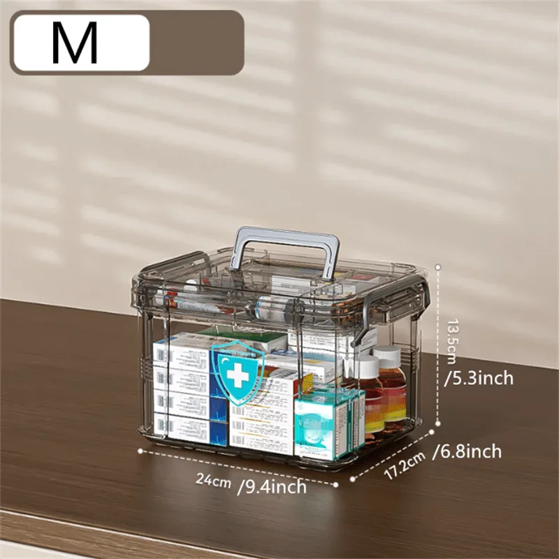 boîte rangement médicaments transparente étanche réutilisable urgence compartiments poignée moderne