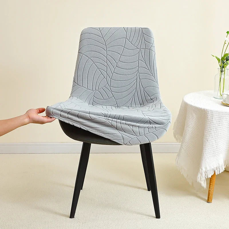 housse chaise moderne jacquard motif feuilles gris clair protection siège banquet mariage