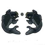 patch brodé poisson koi noir ecailles traditionnel asiatique coton polyester diy personnalisable