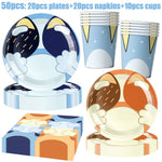 kit decoration anniversaire chien bleu assiettes gobelets serviettes guirlande support cupcake decor animaux