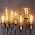 ampoules filament transparentes spirales dorées vintage rétro salon tringles câbles noirs