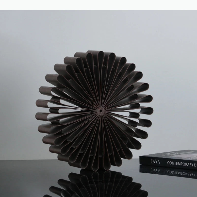 décoration moderne sculpture circulaire marron texturée minimaliste sans fixation jaya
