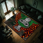 tapis gris noir blanc motif personnage moderne salon antidérapant résistant