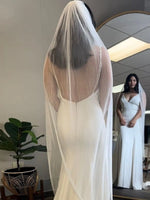 voile mariée blanc rayures fines bord coupé classique polyester off white waltz translucent