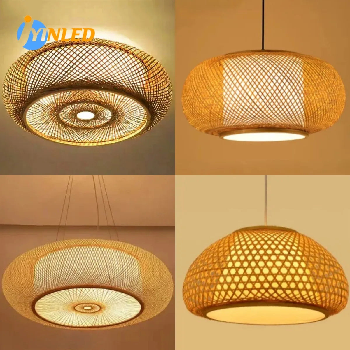 lampe suspendue moderne rustique rotin naturel salon chambre e27 plafonnier boîte opaque chaînes