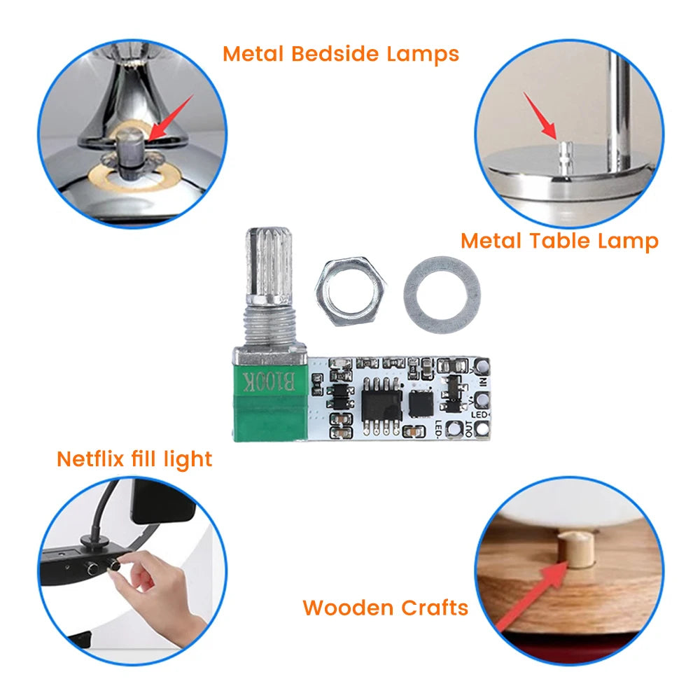 module variateur led réglage luminosité potentiomètre rotatif bouton poussoir industriel électronique fixations connecteurs vis