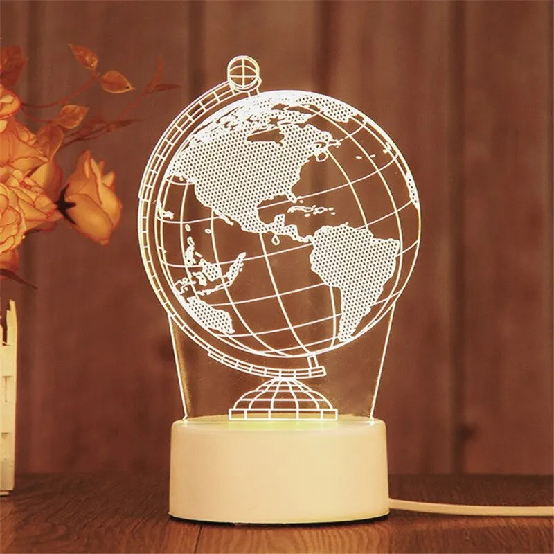 lampe 3d veilleuse led animal compagnie moderne base plate blanc