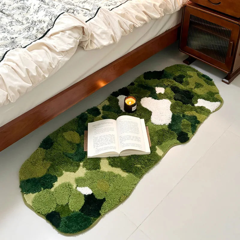 tapis moelleux camouflage fleurs vert blanc moderne résistant décoloration antidérapant séchage rapide