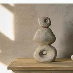 ornement paysager sculpture abstraite moderne pierre imitation beige gris blanc minimalisteintérieur décoration rockery