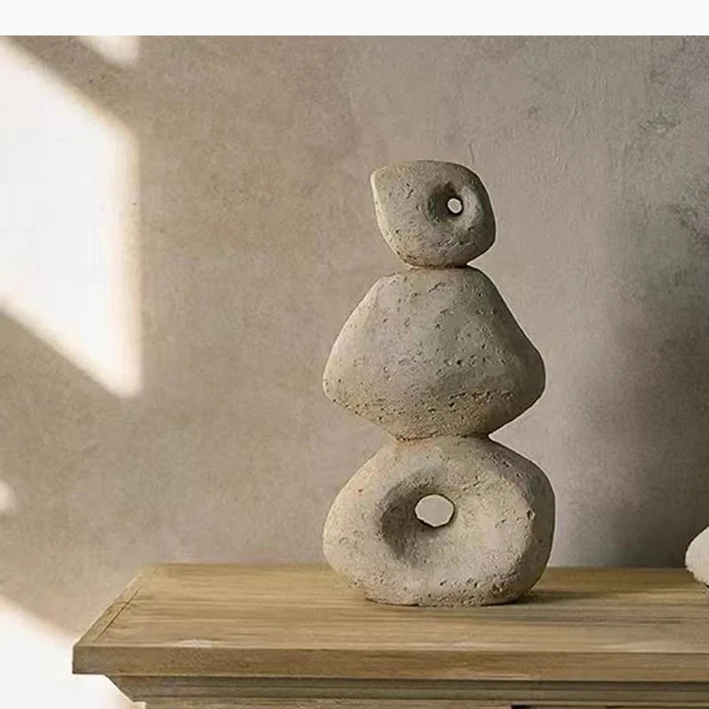 ornement paysager sculpture abstraite moderne pierre imitation beige gris blanc minimalisteintérieur décoration rockery