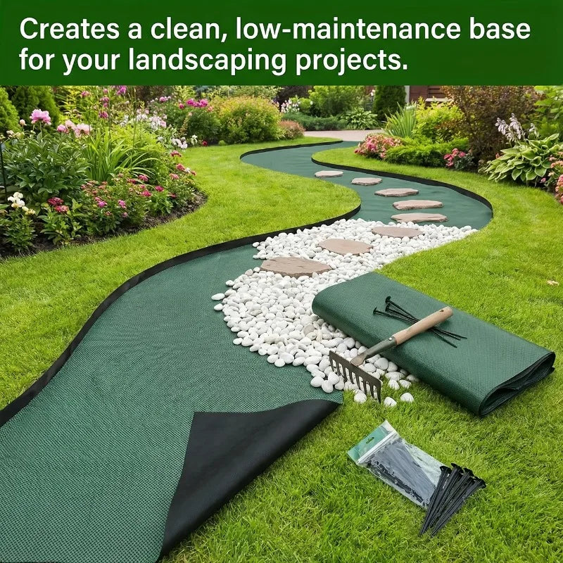 tapis protection sol jardin imperméable vert foncé noir paysagiste aménagement allée couverture plantes fleurs