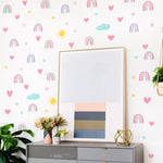 stickers muraux arc ciel étoiles coeurs nuages enfants decoration chambre autoadhésifs pvc resistant eau