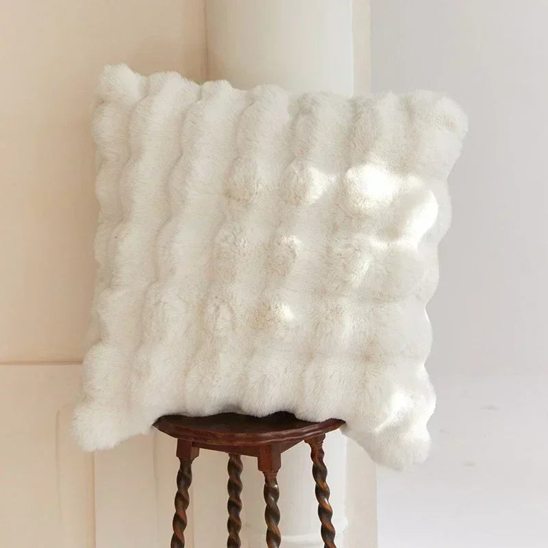 coussin siège coussin dossier imitation fourrure blanc gris beige texture fourrure amovible lavable moderne