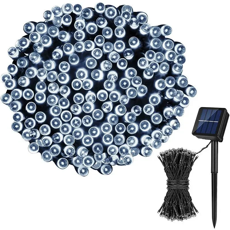 guirlande lumineuse solaire rondes blanc chaud moderne interrupteur on off modes