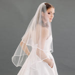 voile mariée blanc deux couches bord ruban classique soirée mariage translucent
