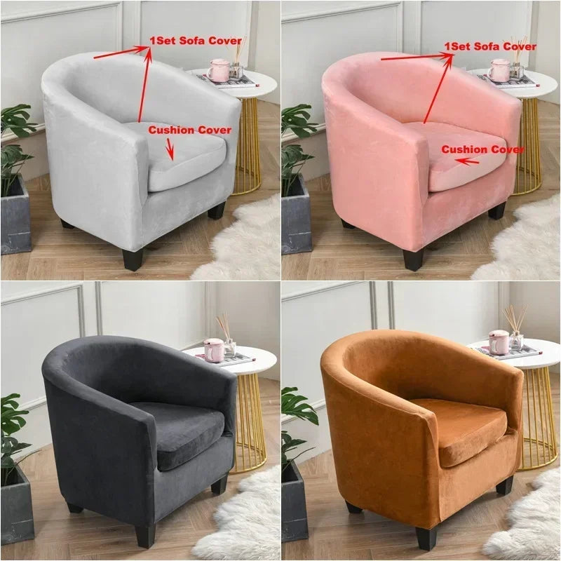housse velours fauteuil moderne rose gris noir rouille élastique siège protège canapé single seat