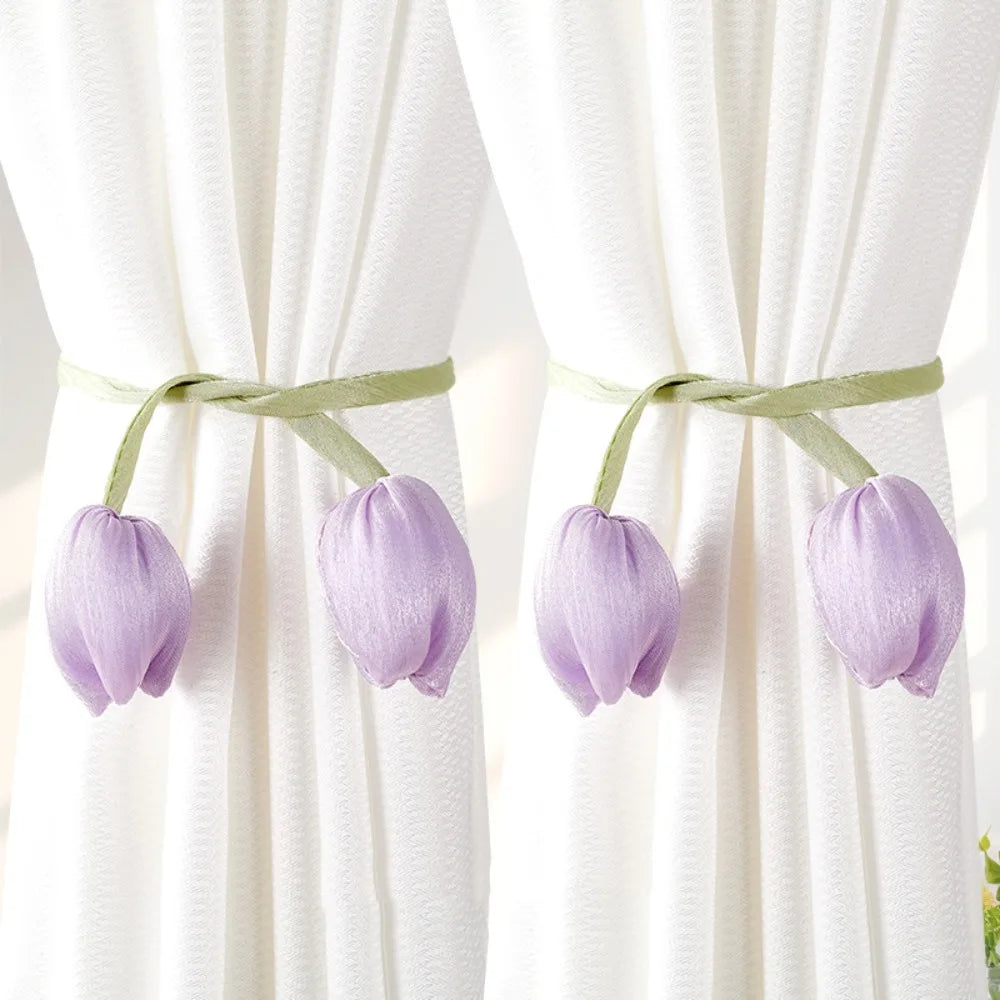 accessoires fenetre tulipe moderne rose violet blanc adhésif rideau polonais