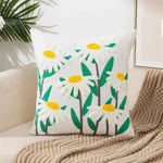 housse coussin carré motif floral moderne jaune gris coton blanc élégante