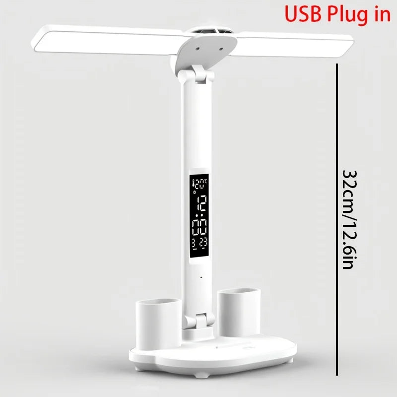 lampe multifonctionnelle blanc moderne horloge date heure température deux stylos rubik cube