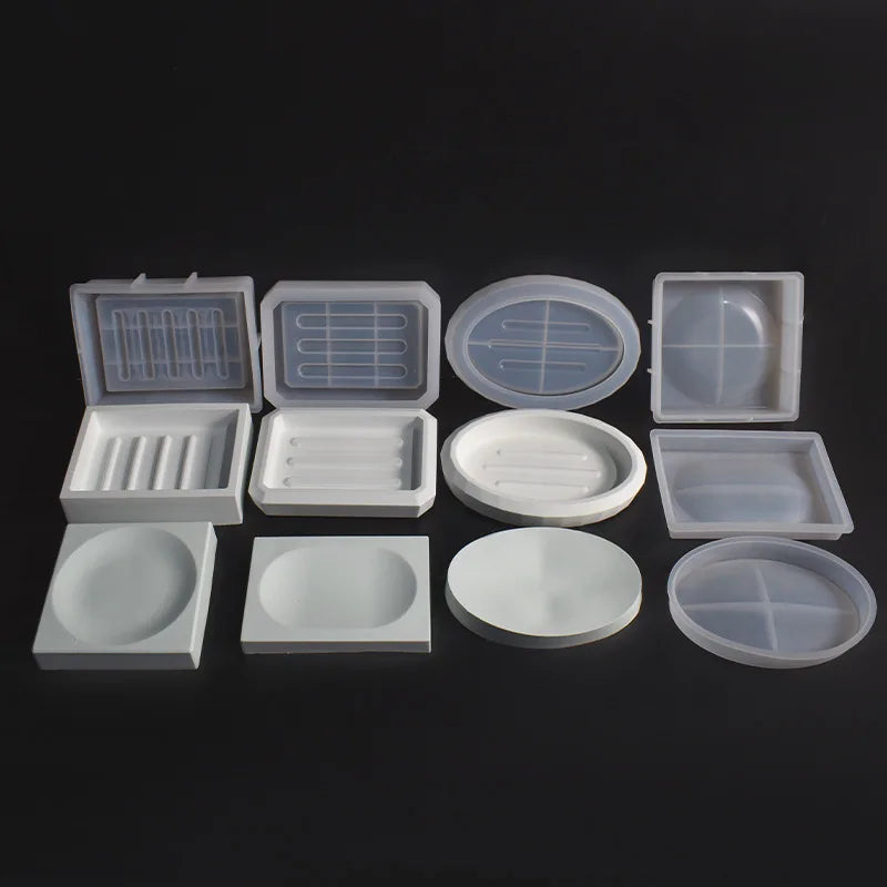 moules savon silicone blanc moderne rectangulaire ovale section drainage