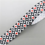 ruban gros grain motif cartes poker blanc rouge noir couture artisanat décoration