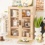 armoire deux portes vitrées tiroirs rangement bois classique horloge tasses miniature