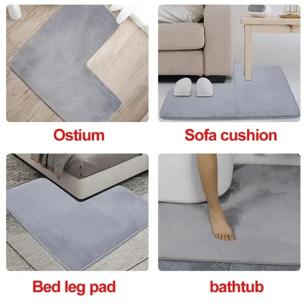 tapis gris doux moderne antidérapant salle bain salon uni mousseolvable chambre coucher