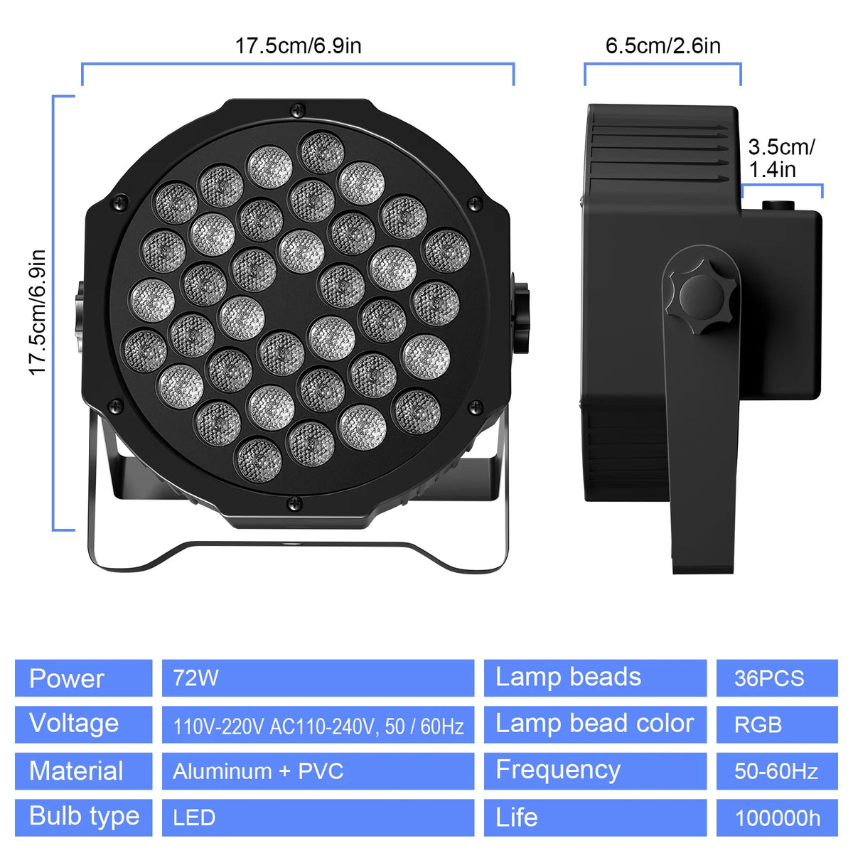 projecteur led rgb dmx controle telecommande effet scene disco professionnel