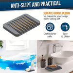 support savon silicone rayures horizontales gris rose blanc moderne comptoir salle bains