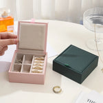 boîte bijoux cuir pu moderne rose clair vert foncé élégante toile lin multifonctionnelle portable