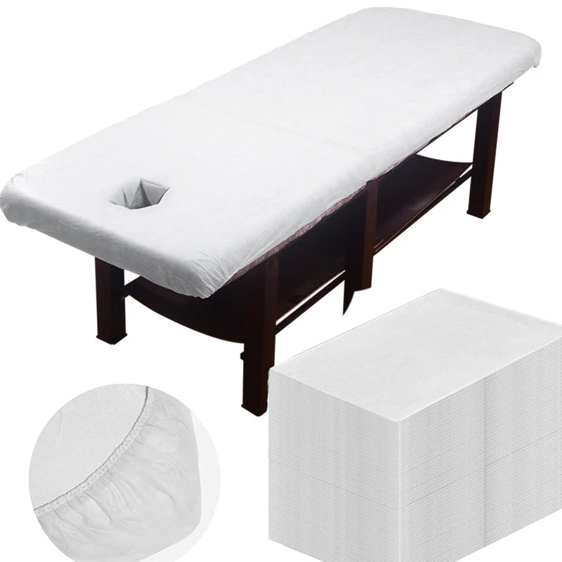 couverture jetable table massage serviettes papier blanc lisse professionnelle hygiène bord élastiqué